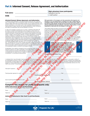 Boy Scouts of America High-Adventure Base Informed Consent and Health Form