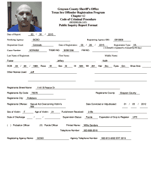 Texas Sex Offender Registration Form