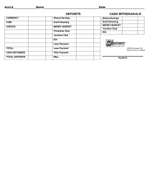 Bank Deposit Slip