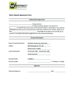 Direct Deposit Authorization Agreement