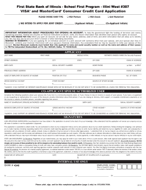 Visa and MasterCard Consumer Credit Card Application
