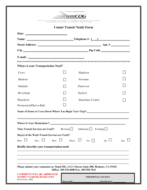 Unmet Transit Needs Form