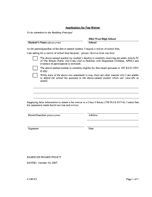 I 912 - Application for Fee Waiver - Illini West High School - illiniwest