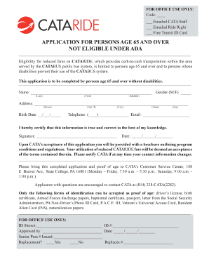 Senior Transit ID Card Application