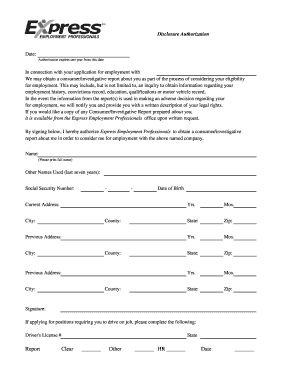 Employment Background Check Authorization