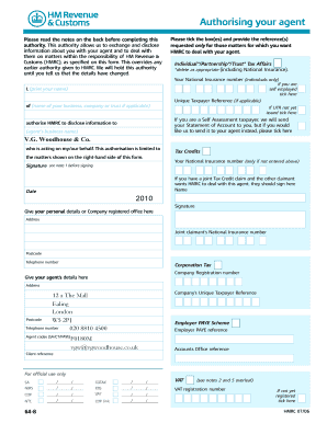 UK Authorisation for Agent to Deal with HMRC