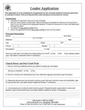 Volunteer Application for Minors Supervision