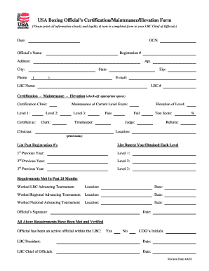 USA Boxing Official Certification Form