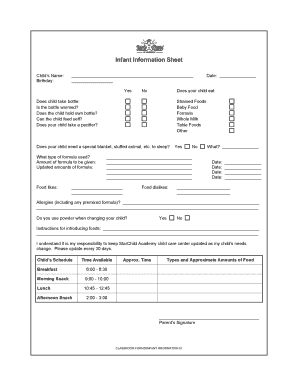 Infant Information Sheet