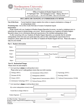Undergraduate Minor Declaration Form