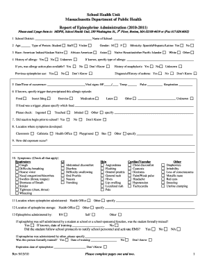 Massachusetts Epinephrine Administration Report