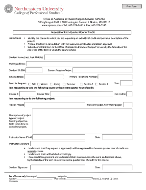 Request for Extra Quarter Hour of Credit