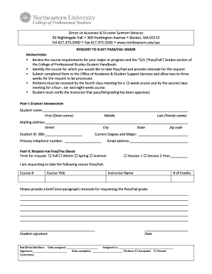 Northeastern Pass/Fail Grade Request Form