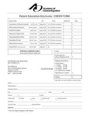 Dental Implant Brochure Order Form