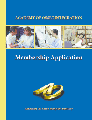 Academy of Osseointegration Membership Application