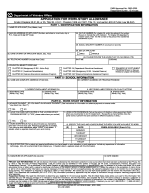VA Form 22-8691 Application for Work-Study Allowance