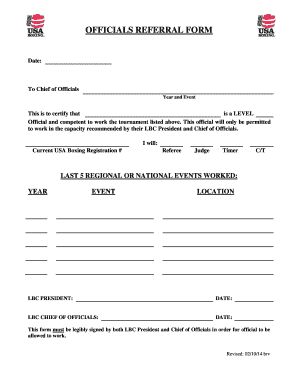 Officials Referral Form