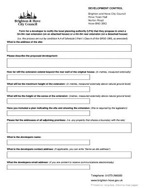 UK Rear Extension Notification Form