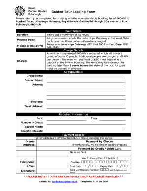 Guided Tour Booking Form
