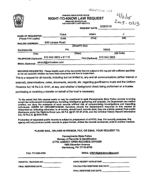 Pennsylvania Right-to-Know Law Request Form