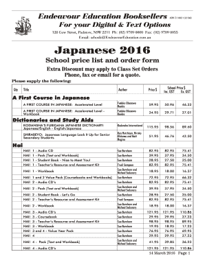 Japanese 2015 - ENDEAVOUR EDUCATION LIMITED