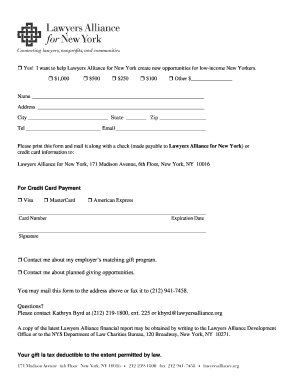 Lawyers Alliance for New York Donation Form