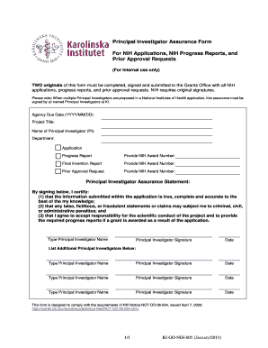 Principal Investigator Assurance Form