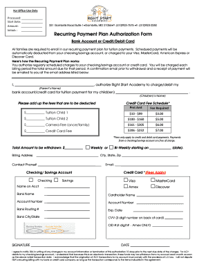 Recurring Payment Plan Authorization Form