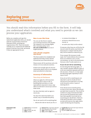 MLC Insurance Replacement Application Form
