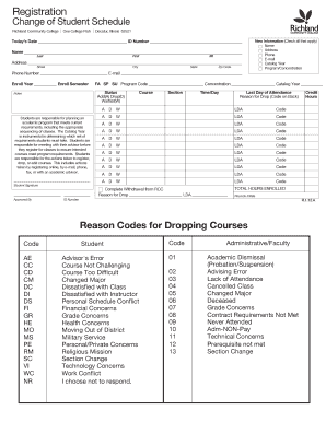 Change of Student Schedule Form