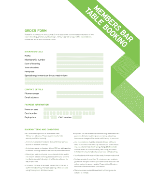 Restaurant Table Booking Form