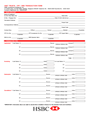 HSBC CPF SRS Transaction Form
