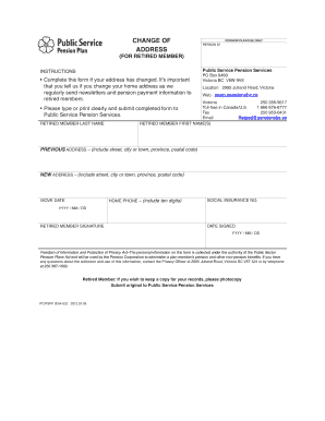 Change of Address Form for Retired Members