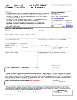 US Direct Deposit Authorization Form