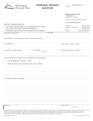 Municipal Pension Plan Question Form