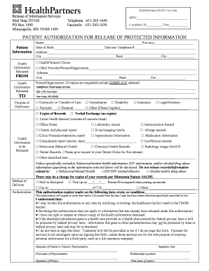 Patient Authorization for Release of Protected Information