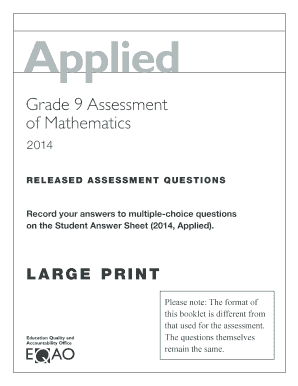 Grade 9 Applied Mathematics Assessment