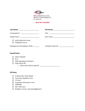 New Hire Checklist and Disclosure Form
