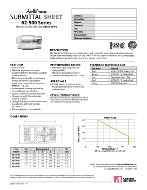 Apollo 62-500 Series Check Valve Specification
