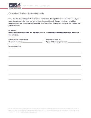 Infant and Toddler Indoor Safety Checklist