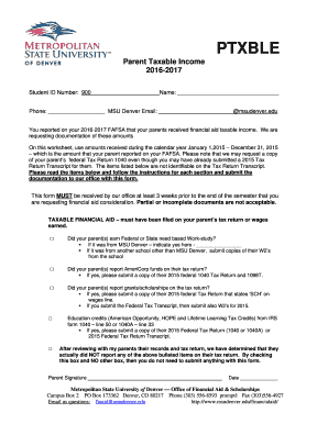 Parent Taxable Income Form