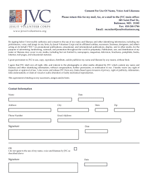 Consent For Use Of Name, Voice And Likeness