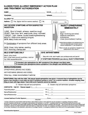 Illinois Food Allergy Emergency Action Plan