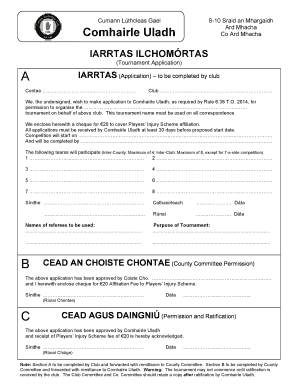 Ulster Tournament Application Form - 250215 - ulster gaa