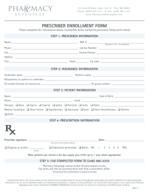 Prescriber Enrollment Form