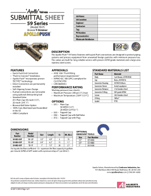 Apollo-Push 59 Series Strainer Specification