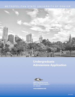 Metropolitan State University of Denver Undergraduate Admissions Application