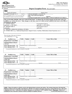 Degree Exception Form