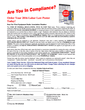 2016 Federal Labor Law Poster Order Form