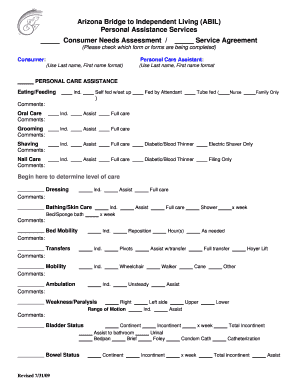 Arizona Personal Assistance Services Agreement